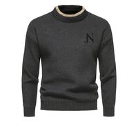 Fleecepullover Herren Outdoor, Männere Winter Beiläufige Einfache Druck Lange Hülsen Im Freien Gestrickte Wollpullover Oberteile (Grey L)