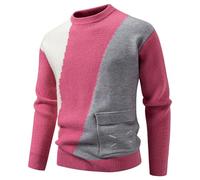 Fleecepullover Herren, Strickpullover Mantel Herbst/Wintermode Zweifarbiges Design Langarm Knopfleiste Vorne Lässig Warm Weicher Bequemer Pullover für Den Alltag und Outdoor Aktivitäten (XXL)