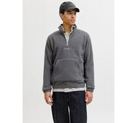 Fleecepullover JACK & JONES "JJSOHO HALFZIP FLEECE", Herren, Gr. S, castlerock, angeraute Sweatware, Obermaterial: 100% Polyester, bedruckt, regular fit normal, hoch geschlossener Ausschnitt, elastisc