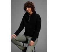 Fleecepullover KANGAROOS, Damen, Gr. 36/38, schwarz, Fleece, Obermaterial: 100% Polyester, gemustert, oversize hüftbedeckend, Sweatshirts Fleecepullover, aus kuscheligem Sherpa Fleece, Half-zip (56825