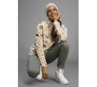 Fleecepullover KANGAROOS, Damen, Gr. 44/46, sanftes weiß, Fleece, Obermaterial: 100% Polyester, gemustert, oversize hüftbedeckend, Sweatshirts Fleecepullover, aus kuscheligem Sherpa Fleece, Half-zip (