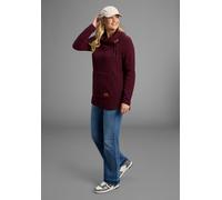 Fleecepullover KANGAROOS, Damen, Gr. 48/50, lila (aubergine), Fleece, Obermaterial: 100% Polyester, unifarben, lässig geschnitten hüftbedeckend, Sweatshirts Fleecepullover, hochschließender Kragen mit