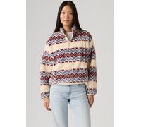 Fleecepullover LEVI'S "GEMMA SHERPA 1/4 ZIP", Damen, Gr. L (40), bunt (diamond geo weiß swan), Fleece, Obermaterial: 100% Polyester, gemustert, bequem hüftlang, ohne Ausschnitt, elastischer Bund, Swea