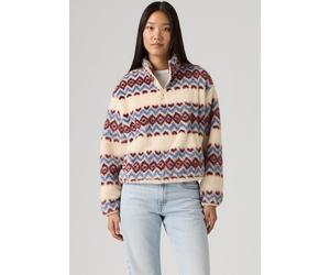 Fleecepullover LEVI'S "GEMMA SHERPA 1/4 ZIP", Damen, Gr. XS (34), bunt (diamond geo weiß swan), Fleece, Obermaterial: 100% Polyester, gemustert, bequem hüftlang, ohne Ausschnitt, elastischer Bund, Swe