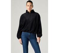Fleecepullover LEVI'S "LSE_DELTA 1/4 ZIP", Damen, Gr. S (36), caviar, Fleece, Obermaterial: 100% Polyester, bequem taillenbedeckt, ohne Ausschnitt, elastischer Bund, Sweatshirts Fleecepullover, Pflege