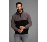 Fleecepullover MAN'S WORLD, Herren, Gr. 5XL (72/74), grau (schwarz anthracit), Fleece, Obermaterial: 100% Polyester, colorblocking, kontrastfarbene Details, unifarben mit Farbeinsatz, bequem hüftlang,