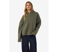 Fleecepullover NOISY MAY "NMCOZY L/S HALFWAY ZIP SWEATER JRS NOOS", Damen, Gr. L, kalamata, Sweatware, Obermaterial: 100% Polyester, unifarben, relaxed fit normal, Rundhals, Sweatshirts Fleecepullover