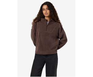 Fleecepullover NOISY MAY "NMCOZY L/S HALFWAY ZIP SWEATER JRS NOOS", Damen, Gr. M, braun (chocolate braun), Sweatware, Obermaterial: 100% Polyester, unifarben, relaxed fit normal, Rundhals, Sweatshirts