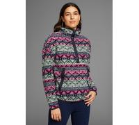 Fleecepullover POLARINO, Damen, Gr. 32/34, bunt (fuchsia, navy), Fleece, Obermaterial: 100% Polyester, bedruckt, gemustert, bequem hüftlang, eingefasste Kante, Sweatshirts Fleecepullover, mit Colourbl