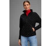 Fleecepullover POLARINO, Damen, Gr. 36/38, schwarz (schwarz, grau), Fleece, Obermaterial: 100% Polyester, bedruckt, gemustert, gestreift, kontrastfarbene Details, unifarben mit Farbeinsatz, bequem hüf