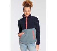 Fleecepullover POLARINO, Damen, Gr. 44/46, blau (navy, hell blau), Fleece, Obermaterial: 100% Polyester, colorblocking, kontrastfarbene Details, unifarben mit Farbeinsatz, bequem hüftlang, eingefasste