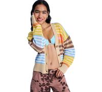 Fleecepullover ROXY "Cosmic Coast Stripes", Damen, Gr. XS, coconut milk horizon prism str, Obermaterial: 100% Walkfrottier;, Sweatshirts Fleecepullover (47208010-XS) coconut milk horizon prism str