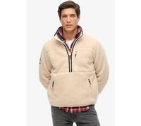 Fleecepullover SUPERDRY "OUTDOOR FLEECE HALF ZIP", Herren, Gr. XXL, weiß (oatmeal beige), Fleece, Obermaterial: 100% Polyester, unifarben, relaxed fit hüftlang, Rundhals, elastischer Bund kontrastfarb