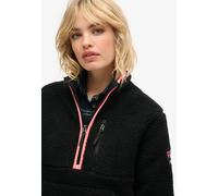 Fleecepullover SUPERDRY "OUTDOOR HALF ZIP FLEECE", Damen, Gr. XL, schwarz (contrast schwarz), Fleece, Obermaterial: 100% Polyester, unifarben, regular fit taillenbedeckt, Rundhals, Sweatshirts (215196