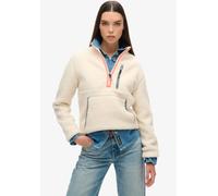 Fleecepullover SUPERDRY "OUTDOOR HALF ZIP FLEECE", Damen, Gr. XXL, beige (ecru), Fleece, Obermaterial: 100% Polyester, unifarben, regular fit taillenbedeckt, Rundhals, Sweatshirts Fleecepullover (9545