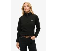 Fleecepullover SUPERDRY "POLAR FLEECE HALF ZIP", Damen, Gr. L, schwarz, Fleece, Obermaterial: 100% Polyester, unifarben, slim fit normal, ohne Ausschnitt, Sweatshirts Fleecepullover (44339358-L)