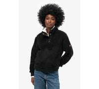 Fleecepullover SUPERDRY "SUPER SOFT HENLEY", Damen, Gr. L, schwarz, Fleece, Obermaterial: 100% Polyester, unifarben, oversize normal, Rundhals, Rippbündchen, Sweatshirts Fleecepullover (21662326-L) sc