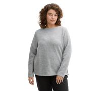 Fleecepullover TOM TAILOR PLUS, Damen, Gr. 44, grau (medium silber grau melange), Web, Obermaterial: 71% Polyester, 28% Viskose, 1% Elasthan, unifarben, bequem hüftbedeckend, U-Boot-Ausschnitt, Sweats