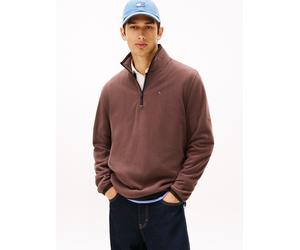Fleecepullover TOMMY JEANS "TJM FLAG POLAR FLEECE", Herren, Gr. L, schwarz walnut, Fleece, Obermaterial: 100% Polyester, regular fit, Bündchen, Sweatshirts Fleecepullover, normale Passform, Troyer (13