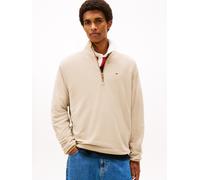 Fleecepullover TOMMY JEANS "TJM FLAG POLAR FLEECE", Herren, Gr. S, gulf sand, Fleece, Obermaterial: 100% Polyester, regular fit, Bündchen, Sweatshirts Fleecepullover, normale Passform, Troyer (6819853