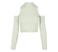 Fleecepullover URBAN CLASSICS "Urban Classics Damen Ladies Rib Knit Cut Out Sleeve Longsleeve", Damen, Gr. XL, lightmint, 35% Polyacryl, 35% Viskose, 30% Polyamid, unifarben, Rundhals, Sweatshirts Fle