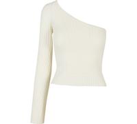 Fleecepullover URBAN CLASSICS "Urban Classics Damen Ladies Short Rib Knit One Sleeve Sweater", Damen, Gr. 4XL, sandweiß, 35% Polyacryl, 35% Viskose, 30% Polyamid, unifarben, Sweatshirts Fleecepullover