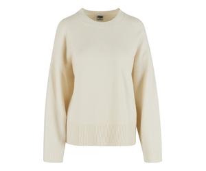 Fleecepullover URBAN CLASSICS "Urban Classics Ladies Soft Oversized Sweater", Damen, Gr. XL, sandweiß, 76% Polyester, 10% Polyacryl, 8% Polyamid, 6% Elasthan, unifarben, Rundhals, Sweatshirts Fleecepu