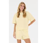 Fleeceshirt ATHLECIA "Crecy", Damen, Gr. 44, hellgelb, 50% Baumwolle, 2% Elasthan, 48% Polyester, unifarben, normal, Rundhals, Shirts, mit atmungsaktivem Material (29992840-44) hellgelb