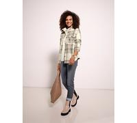 Fleeceshirt CASUAL LOOKS "Fleece-Bluse", Damen, Gr. 40, beige (champagner, steingrau, kariert), 100% Polyester, gemustert, kariert, mehrfarbig, Shirts (72344869-40) champagner, steingrau, kariert