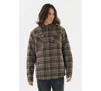 Fleeceshirt WHISTLER "Tauron", Herren, Gr. 3XL, braun (dunkelgrün, schwarz), 100% Baumwolle, kariert, ohne Ausschnitt, Shirts, mit weichem und wärmendem Futter (96778913-XXXL) dunkelgrün, schwarz