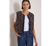 Fleeceweste CECIL, Damen, Gr. XL (44), braun (creamy mocha), Plüsch, Obermaterial: 100% Polyester, normal kurz, Rundhals, Westen Fleeceweste, Teddy-Weste mit Softshelldetails und Leo-Muster (41768841-