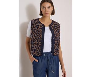 Fleeceweste CECIL, Damen, Gr. XXL (46), braun (creamy mocha), Plüsch, Obermaterial: 100% Polyester, normal kurz, Rundhals, Westen Fleeceweste, Teddy-Weste mit Softshelldetails und Leo-Muster (41768841