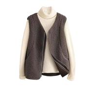 Fleeceweste Damen Ärmellos - Weste Damen Ärmellose Winterjacke Outdoor Teddy-Weste Große Größen Fellweste Kurz Plüschweste Warm Gefüttert Wintermantel Herbst Winter Übergangsjacke/Strickfleecejacke