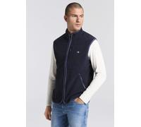 Fleeceweste GANT, Herren, Gr. S, blau (evening blau), Fleece, Obermaterial: 100% Polyester, unifarben, normal, hoch geschlossener Ausschnitt, Westen Fleeceweste, Stehkragen, Brusttasche mit Logo-Stick