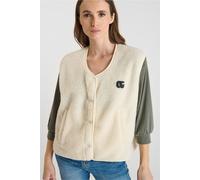 Fleeceweste LE TEMPS DES CERISES "GUDRU", Damen, Gr. XL, beige, 100% Polyester, normal, V-Ausschnitt, Westen Fleeceweste, im kuscheligen Design (39828541-XL) beige