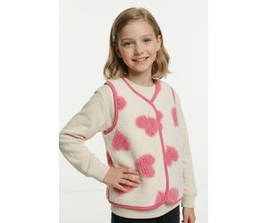 Fleeceweste NAME IT "NMFLARA TEDDY VEST", Mädchen, Gr. 110, rosa (antique weiß), Fleece, Obermaterial: 100% Polyester, bedruckt, normal, V-Ausschnitt, Westen Fleeceweste, aus Polyester, normal geschni