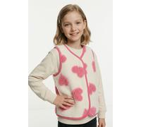 Fleeceweste NAME IT "NMFLARA TEDDY VEST", Mädchen, Gr. 92, rosa (antique weiß), Fleece, Obermaterial: 100% Polyester, bedruckt, normal, V-Ausschnitt, Westen Fleeceweste, aus Polyester, normal geschnit
