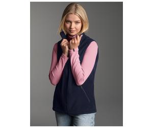 Fleeceweste TRIGEMA "TRIGEMA Fleeceweste", Damen, Gr. XS, blau (navy), 100% Polyester, lang, Westen Fleeceweste (400608-XS) navy