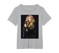 Fleetwood Mac Sänger Stevie Nicks Live 1990 T-Shirt, Damen Große Größen, Grau Meliert, 5X