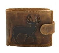 flevado Jäger Geldbeutel Wild Leder Herren Geldbörse Portemonnaie mit Hirsch Druck Querformat