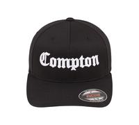 Flex Cap MISTERTEE "MisterTee Accessoires Compton Flexfit Cap", Damen, Gr. L/XL, balck, weiß, 63% Polyester, 34% Baumwolle, 3% Elasthan, Caps (26589916-L) balck, weiß