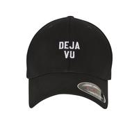 Flex Cap MISTERTEE "MisterTee Herren Deja Vu Flexfit Cap", Herren, Gr. S/M, schwarz (schwarz, weiß), 63% Polyester, 34% Baumwolle, 3% Elasthan, bedruckt, Caps (76926732-S) schwarz, weiß