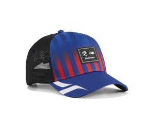 Flex Cap PUMA "BMW M MOTORSPORT Lifestyle Trucker Cap Erwachsene", Gr. onesize, pro blau, Futter Vorderteil: 100% Polyester, gestreift, Caps (10826668-0) pro blau