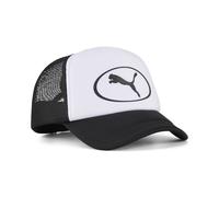 Flex Cap PUMA "Essentials Trucker Cap Erwachsene", Gr. onesize, schwarz-weiß (schwarz, weiß), Oberseite, Hinterer Einsatz, Unteres Visier, Schweißband: 100% Polyester. Futter Vorderteil: 100% Polyeste