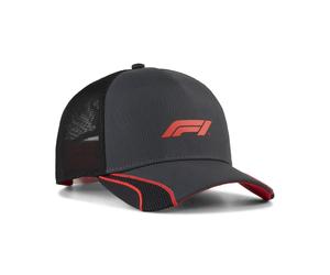 Flex Cap PUMA "F1 Racing Trucker Cap Erwachsene", Gr. onesize, schwarz, Futter Vorderteil: 100% Polyester. Einsatz: 100% Polyester, unifarben, Caps (49346259-0) schwarz
