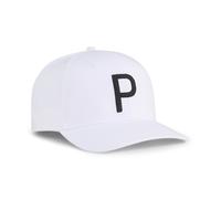 Flex Cap PUMA "Heritage P Tech Golf Cap Herren", Herren, Gr. Erwachsener, schwarz-weiß (weiß glow schwarz), Obermaterial: 98% Polyester, 2% Elasthan; Futter Vorderteil: 100% Baumwolle; Unter Schirm: 9