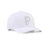 Flex Cap PUMA "Heritage P Tech Golf Cap Herren", Herren, Gr. Erwachsener, weiß glow platino gray, Obermaterial: 98% Polyester, 2% Elasthan. Futter Vorderteil: 100% Baumwolle. Unter Schirm: 98% Polyest