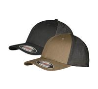 Flexfit 2er Pack Trucker Recycled Mesh Cap, Black/Black + Olive/Black, S/M