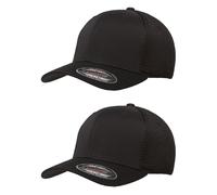 Flexfit 6533 Ultrafibre & Airmesh Fitted Cap 2Pack (2 schwarze Kappen) Small/Medium