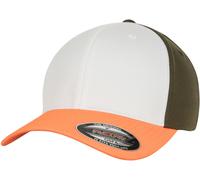 Flexfit Cap 3-Tone Flexfit Neonorange/White/Olive-L/XL